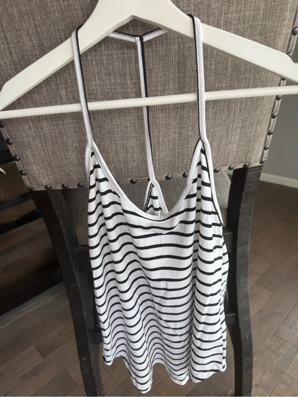 Women’s Striped White & Black Spaghetti Strap Tank Top